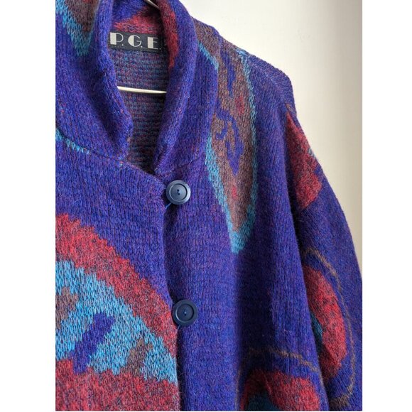 P.G.E. Vintage paisley mohair wool blend long cardigan - Picture 4 of 12